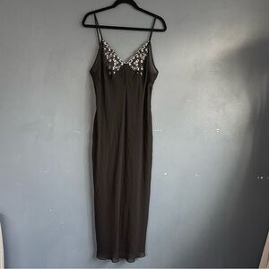 Valerie Stevens Black Lace-Trim Slip Dress